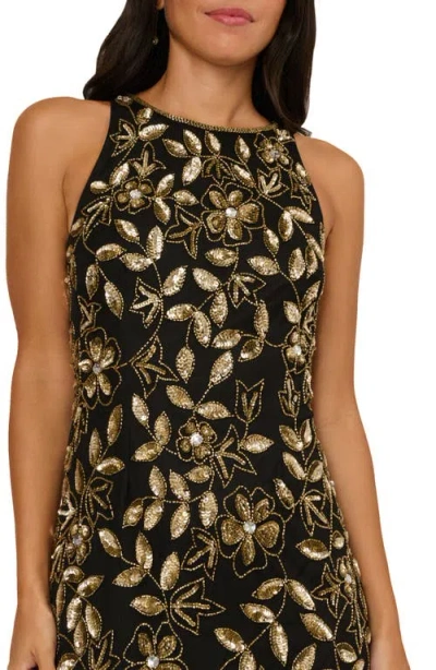 Adrianna Papell Beaded Godet Maxi Dress In Multi