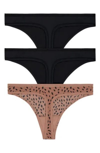 Dkny Assorted 3-pack Microfiber Thongs In Multi