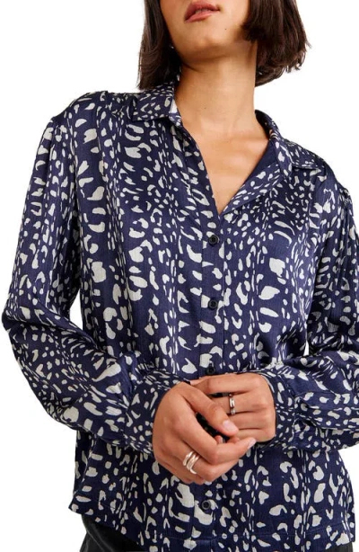 Bella Dahl Smocked Shoulder Textured Blouse In Blue