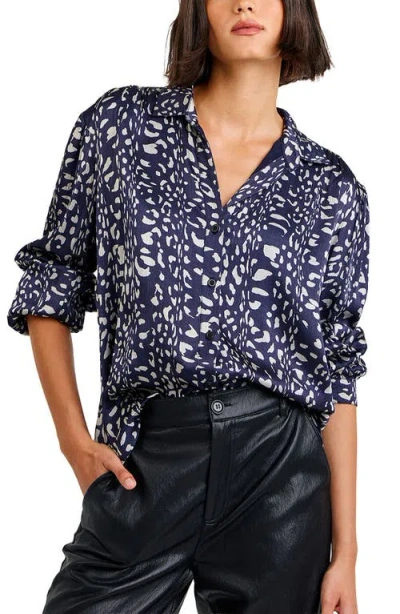 Bella Dahl Smocked Shoulder Textured Blouse In Blue