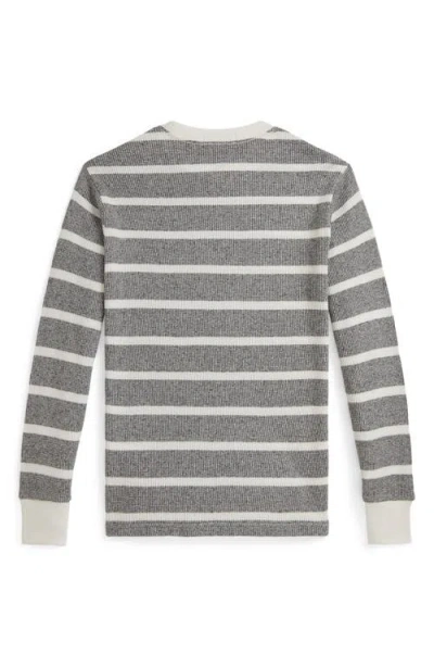Polo Ralph Lauren Big Boys Striped Waffle Cotton Long-sleeve Tee In Gray