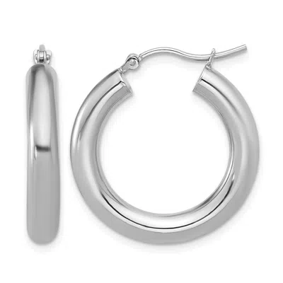 Diamond2deal 14k Gold Polished Lightweight Round Shape Hoop Earrings In White