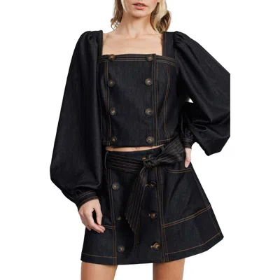 Ciebon Myers Bubble Denim Top In Black