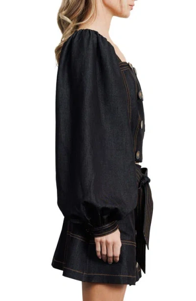 Ciebon Myers Bubble Denim Top In Black