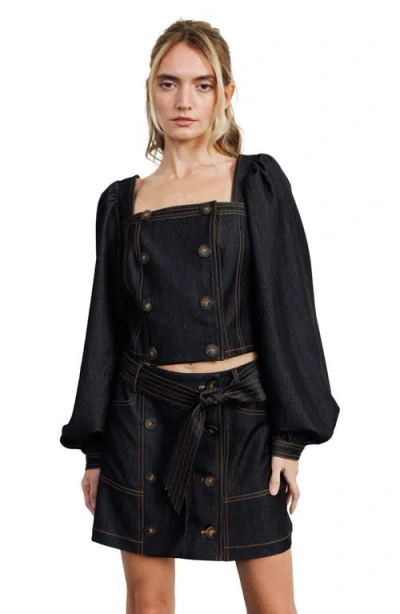 Ciebon Myers Bubble Denim Top In Black