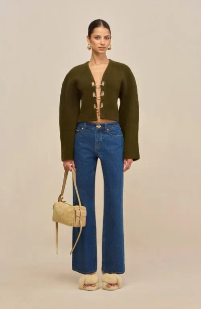 Cult Gaia Mayalu Cardigan In Green Acrylic In Green