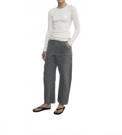 Enza Costa Textured Rib Long Sleeves Crewneck Top In Vanilla In White