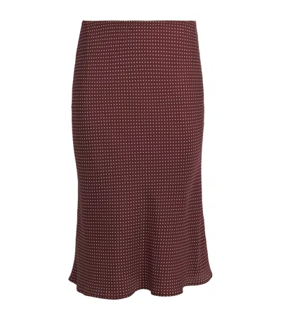 Doen Elowette Polka-dot Silk-blend Twill Midi Skirt In Brown