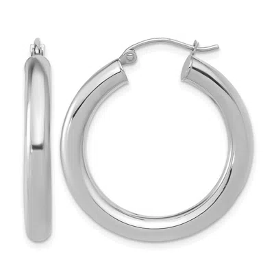 Diamond2deal 14k White Gold Polished Lightweight Round Shape Hoop Earrings In Metallic