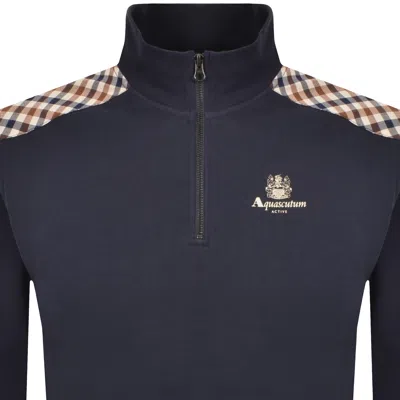 Aquascutum Active Quarter Zip Sweatshirt Navy In Blue