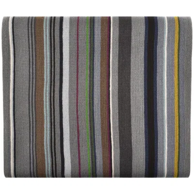 Paul Smith Ivan Stripe Wool Scarf Grey In Multi