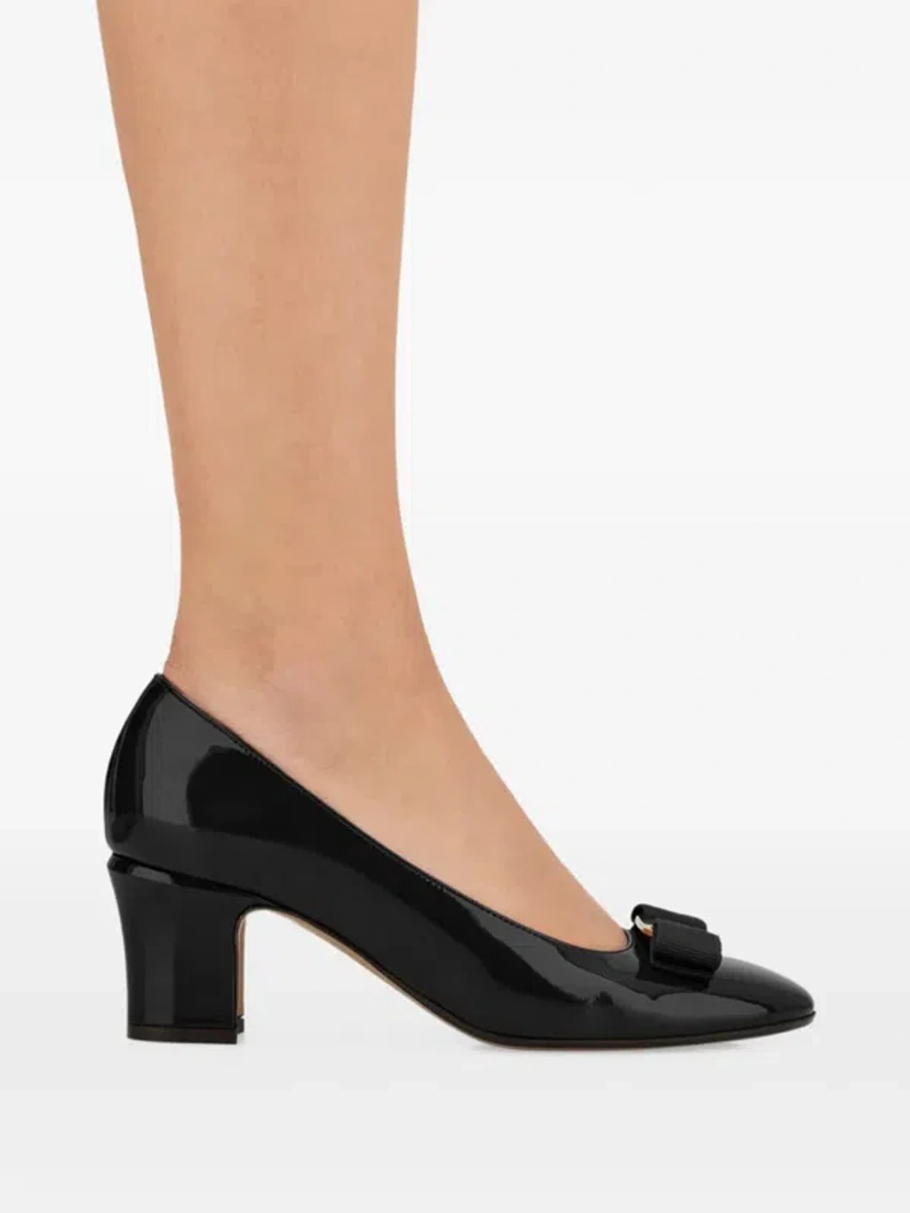 Ferragamo Carla 70 Naplak Vara Bow Pump In Black | ModeSens