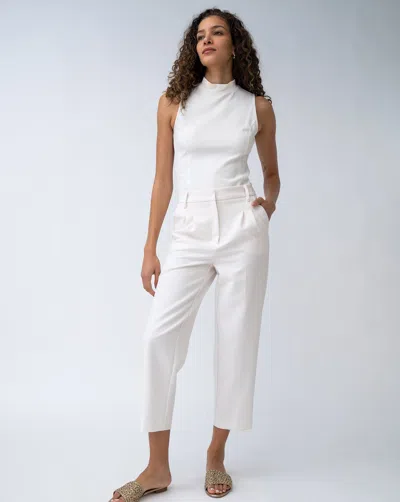 Adrienne Landau Cropped Pleated Trouser In White