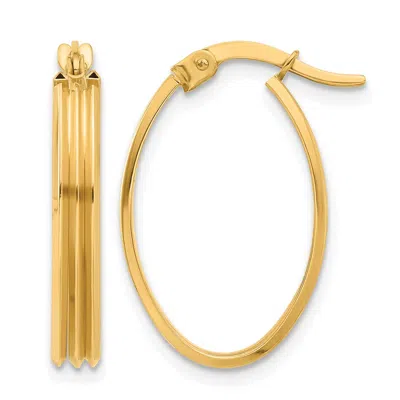 Diamond2deal 14k Yellow Gold Grooved Oval Shape Hoop Earrings In Gold