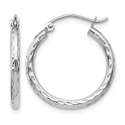 Diamond2deal 10k White Gold Round Shape Hinged Hoop Earrings In Metallic