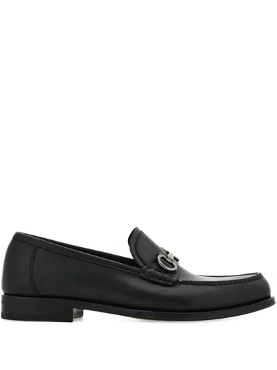 Ferragamo Loafer With Gancini Buckle In Black