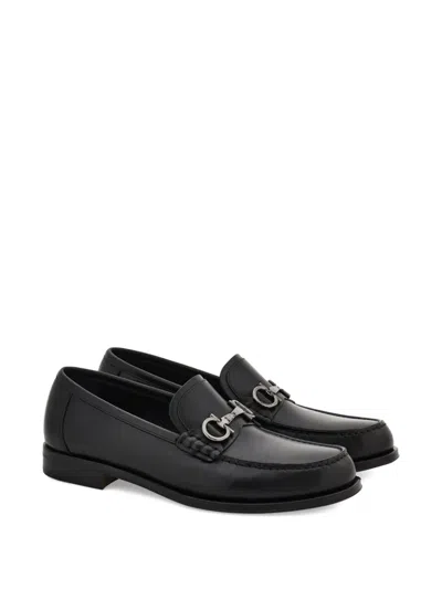 Ferragamo Loafer With Gancini Buckle In Black