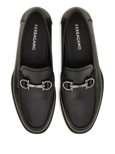 Ferragamo Loafer With Gancini Buckle In Black