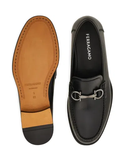 Ferragamo Loafer With Gancini Buckle In Black