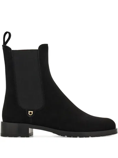 Ferragamo Briuli Suede Chelsea Boots In Black