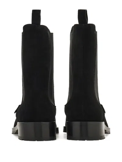 Ferragamo Briuli Suede Chelsea Boots In Black