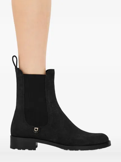 Ferragamo Briuli Suede Chelsea Boots In Black