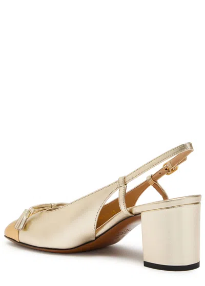 Valentino Signature Pumps With Block Heel And Tassel In Gold