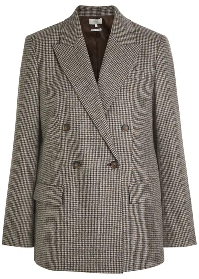 Vince Houndstooth Double-breasted Blazer In Gray