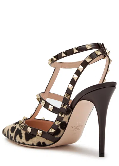 Valentino Rockstud Pumps In Animal Print In Brown