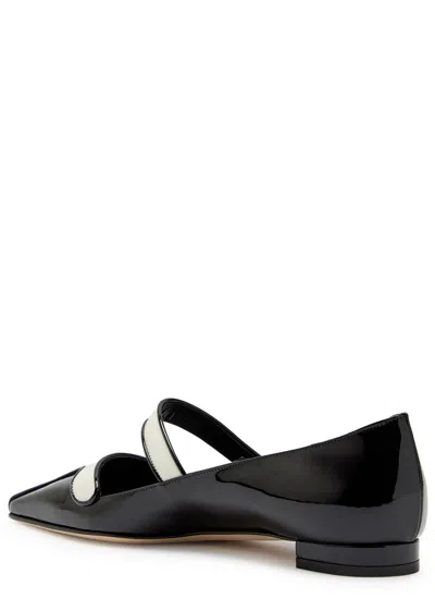 Manolo Blahnik Ganeus Two-tone Patent-leather Mary-jane Point-toe Flats In Multi
