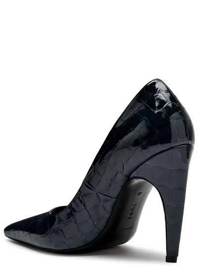 Jude Fame Pointed-toe Crocodile-embossed Pumps In Blue