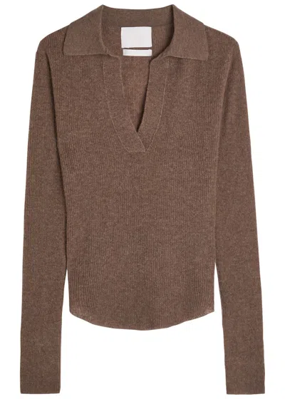 Citizen Of Humanity Citizens Of Humanity Simone Wool And Cashmere-blend Polo Top In Gray