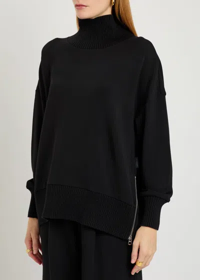 Varley Barker Oversized Zip-detailed Stretch-jersey Turtleneck Sweatshirt In Black