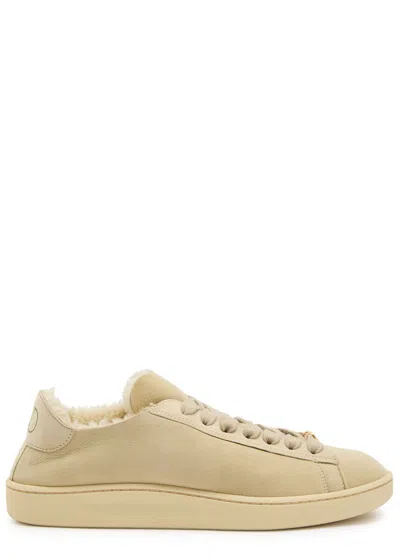 Valentino Sneakers With Suede Logo Application In Neutral