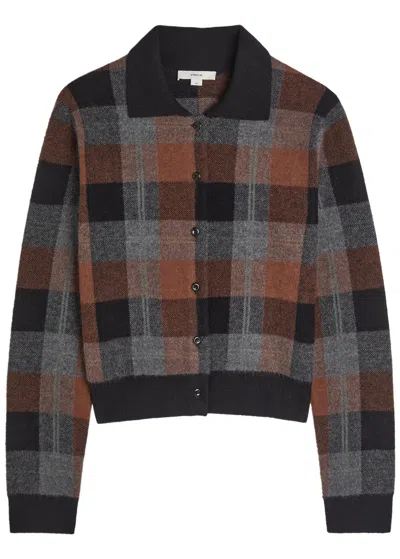 Vince Cashmere Plaid Button-front Sweater In Multi