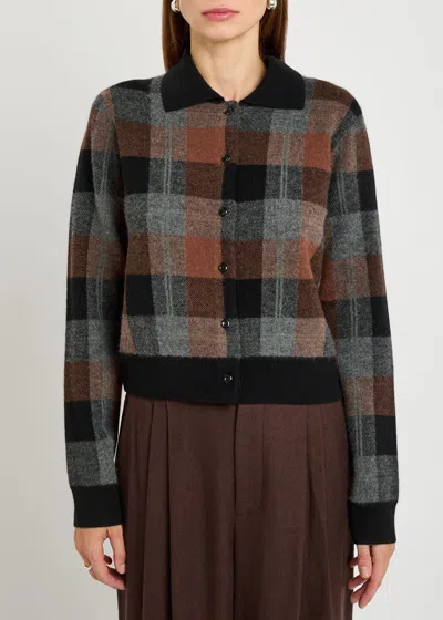 Vince Cashmere Plaid Button-front Sweater In Multi