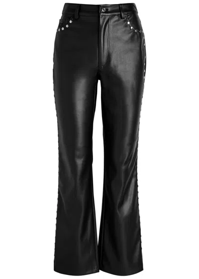 Never Fully Dressed Stud-embellished Faux Leather Trousers In Black