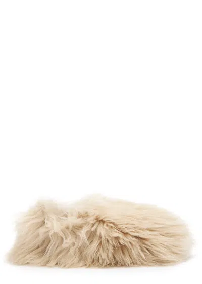 Moncler Snug Shearling Flats In Neutral
