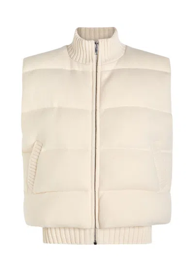 Joseph Womens Ivory Quilted Ribbed Wool-knit Down Gilet Xs In Neutral