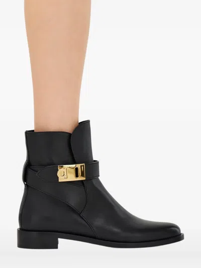 Ferragamo Zanira Leather Ankle Boots In Black