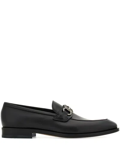 Ferragamo Gancini-buckle Loafers In Black