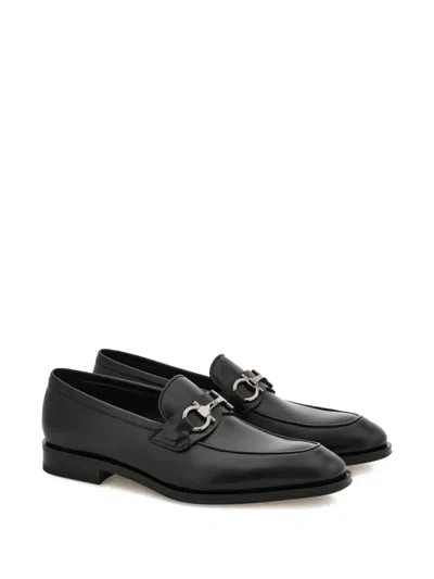 Ferragamo Gancini-buckle Loafers In Black