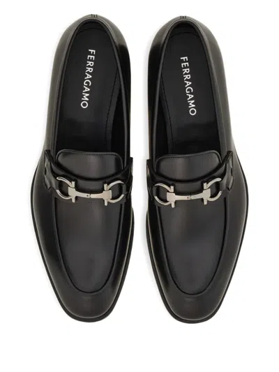 Ferragamo Gancini-buckle Loafers In Black