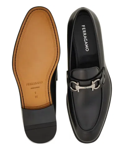 Ferragamo Gancini-buckle Loafers In Black