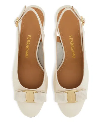 Ferragamo Women Mascarpone Vara Bow Slingback Pumps In Neutral