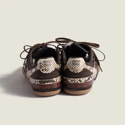Miu Miu Gymnasium Technical Fabric And Python-print Ayers Leather Sneakers In Multi