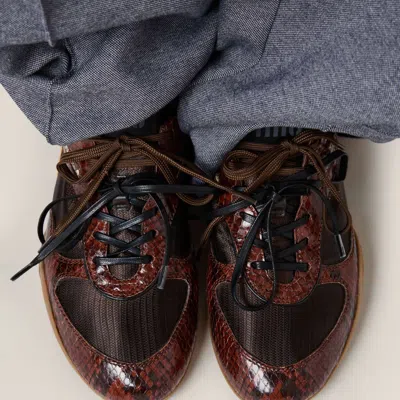 Miu Miu Gymnasium Technical Fabric And Python-print Ayers Leather Sneakers In Multi
