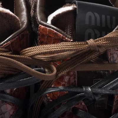 Miu Miu Gymnasium Technical Fabric And Python-print Ayers Leather Sneakers In Multi