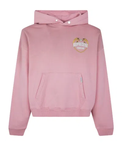 Represent Oversize Distressed Angel Border Graphic Hoodie In Pink