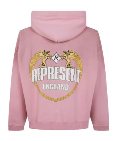 Represent Oversize Distressed Angel Border Graphic Hoodie In Pink
